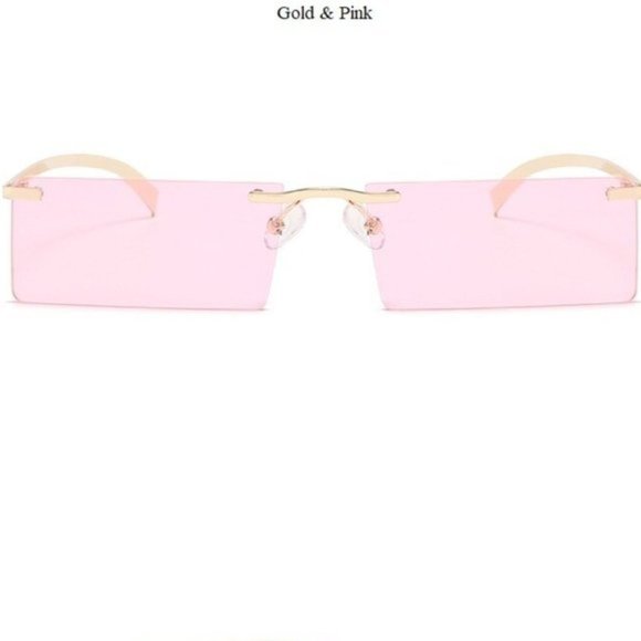 Pink Rimless Sunglasses - Picture 2 of 5